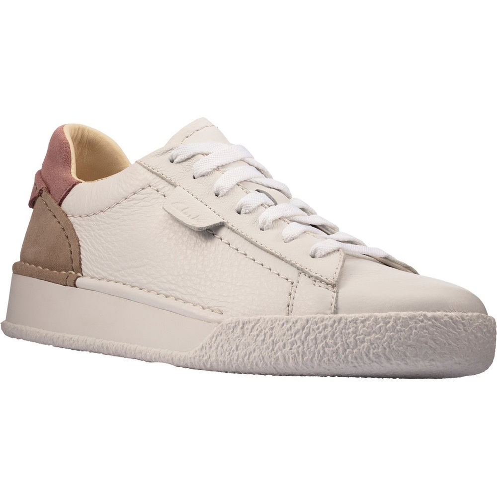 NEW!! Women’s Clarks Craft Cup Lace Up Sneaker White Rose Combi Leather Soze 5.5
